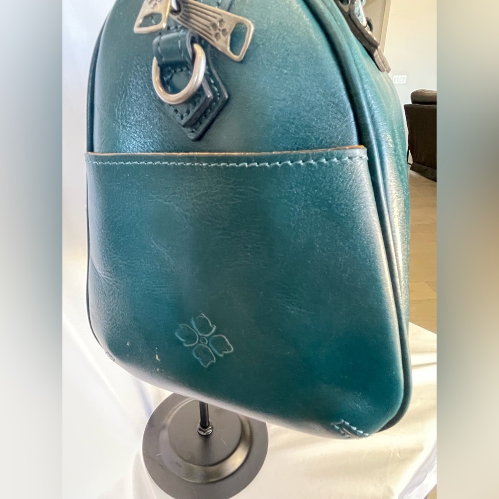 Patricia Nash Teal Embossed Leather Satchel - Picture 6 of 16